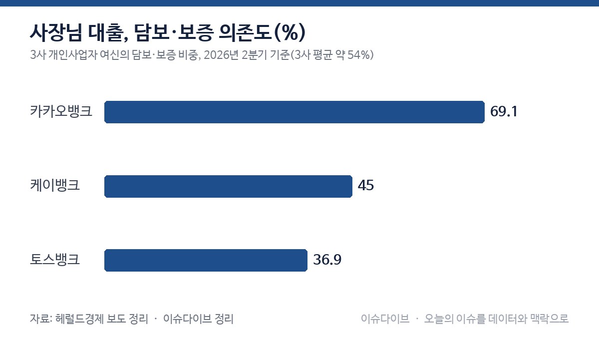 사장님 대출, 담보·보증 의존도(%) 차트